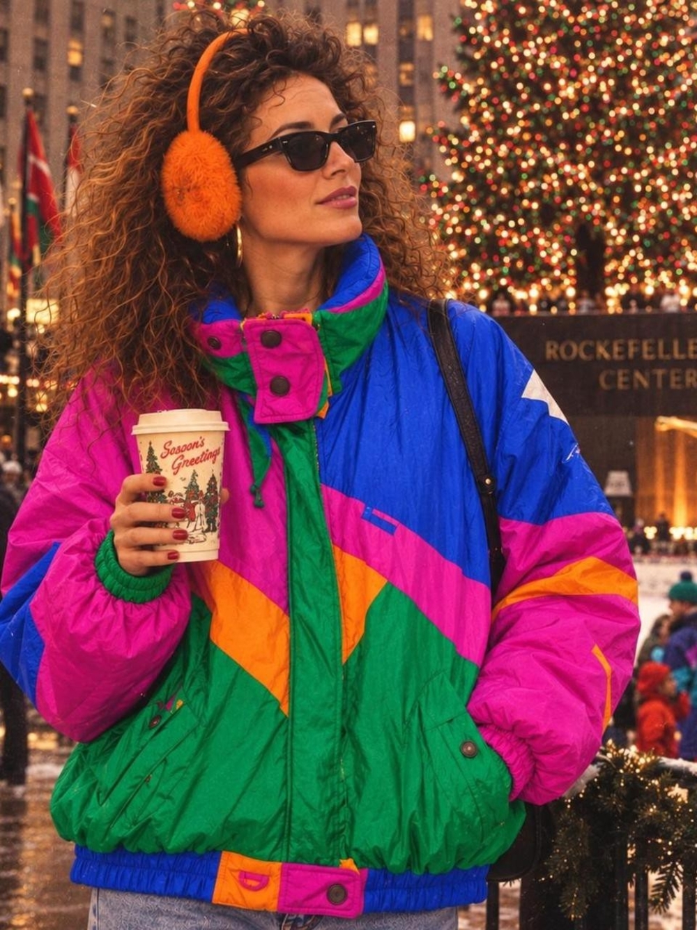 Vintage 90s Kaotic by Andy Johns colorblock puffer jacket